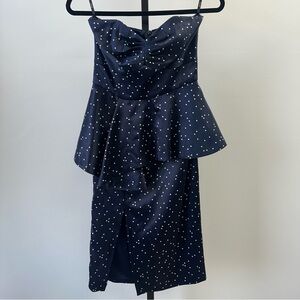 NWT Bardot Navy Polka Dot Peplum Dress Size US 4